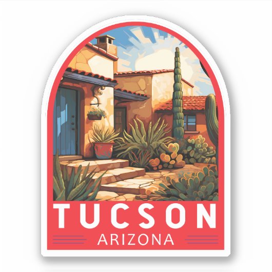 Tucson Arizona Travel Art Embleem Sticker (Voorkant)