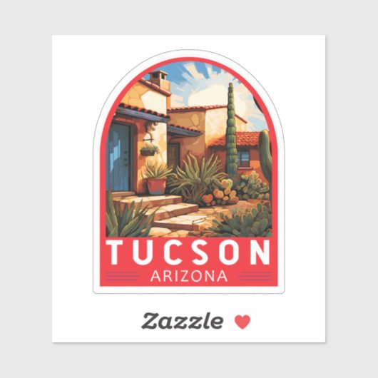 Tucson Arizona Travel Art Embleem Sticker (Vel)