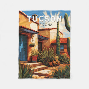 Tucson Arizona Travel Art Vintage Fleece Deken