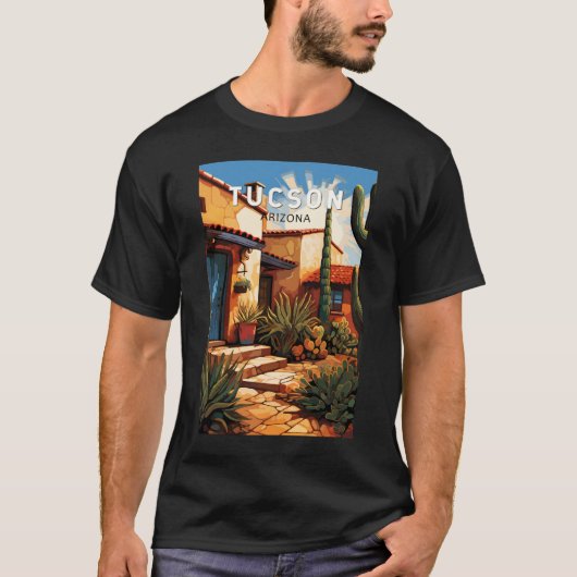 Tucson Arizona Travel Art Vintage T-shirt (Voorkant)