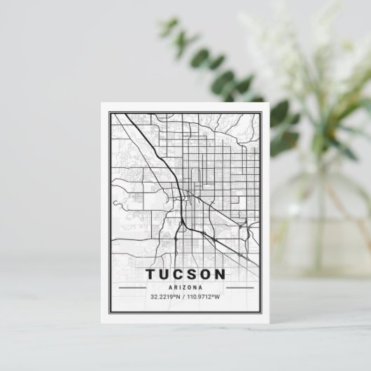 Tucson Arizona USA Travel City Map Briefkaart (Staand voorkant)