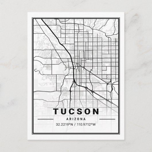 Tucson Arizona USA Travel City Map Briefkaart (Voorkant)