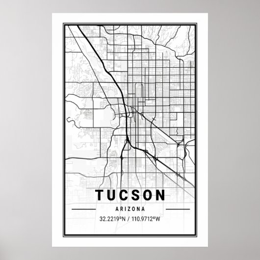 Tucson Arizona USA Travel City Map Poster (Voorkant)