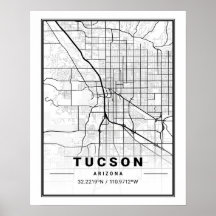 Tucson Arizona USA Travel City Map