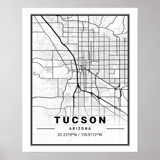 Tucson Arizona USA Travel City Map Poster (Voorkant)