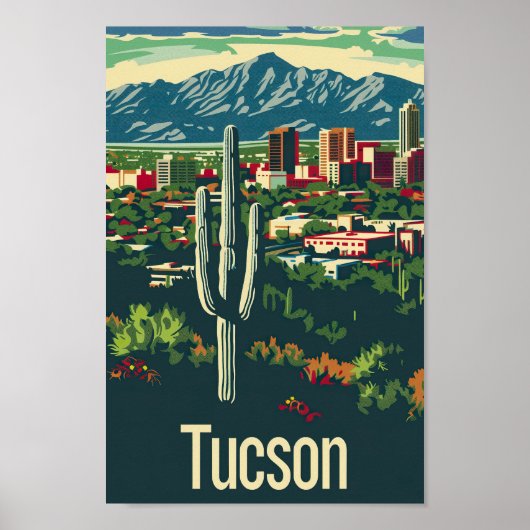 Tucson Arizona Verenigde Staten Beroemde Reisplaat Poster (Voorkant)
