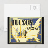Tucson Arizona_Vintage Travel Poster Artwork Briefkaart (Voorkant / Achterkant)