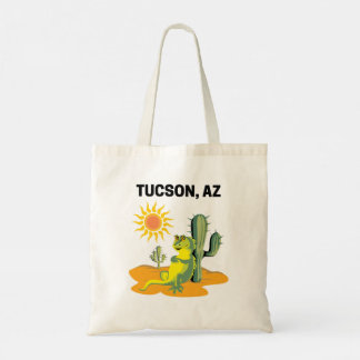 Tucson Arizona Woestijn Hagedis en Cactus Tote Bag