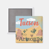 Tucson Arizona woestijn illustratie Magneet (Voorkant / Achterkant)