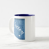 Tucson Arizona Wood Grain Tweekleurige Koffiemok (Voorkant links)