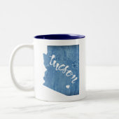 Tucson Arizona Wood Grain Tweekleurige Koffiemok (Links)