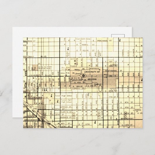 Tucson, AZ  Map Briefkaart (Voorkant / Achterkant)