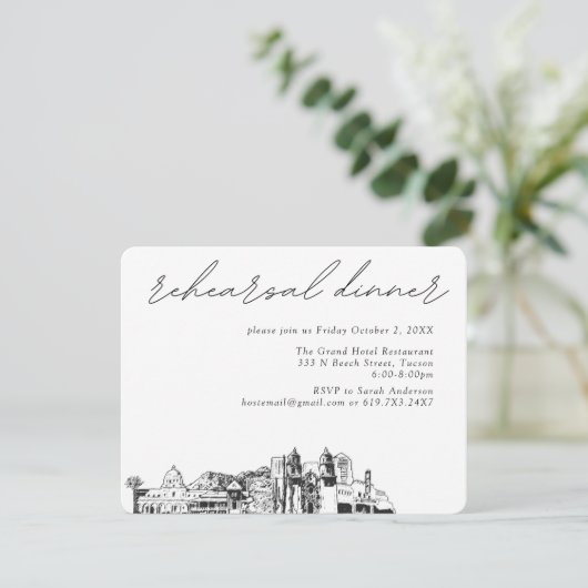Tucson bruiloft elegante repetitie diner informatiekaartje (Staand voorkant)