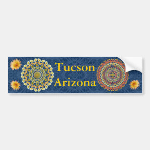 Tucson Bumpersticker met Barrel Cactus Mandalas