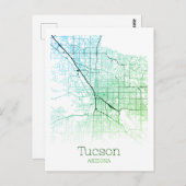 Tucson City Map Briefkaart (Voorkant / Achterkant)
