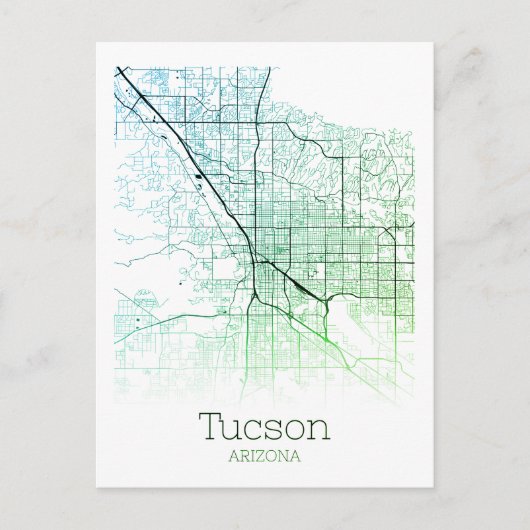Tucson City Map Briefkaart (Voorkant)