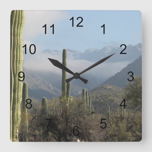 Tucson Desert Vierkante Klok (Voorkant)
