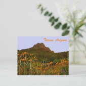 Tucson Mountain en wilde bloemen op Sunset Briefkaart (Staand voorkant)