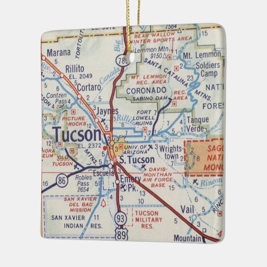 Tucson  Road Map Ornament (Links)