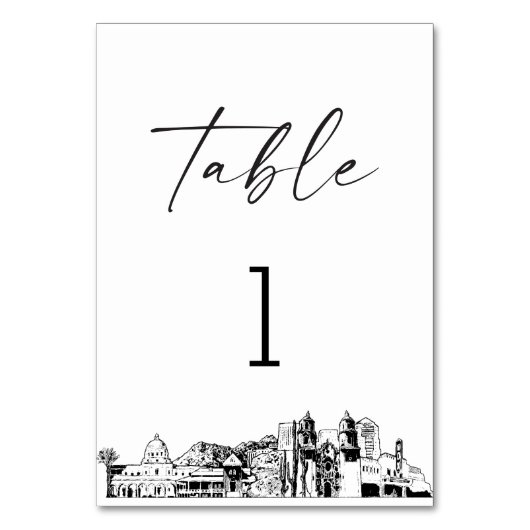 Tucson Silhouette Tafelnummer 3.5x5 kaart (Voorkant)