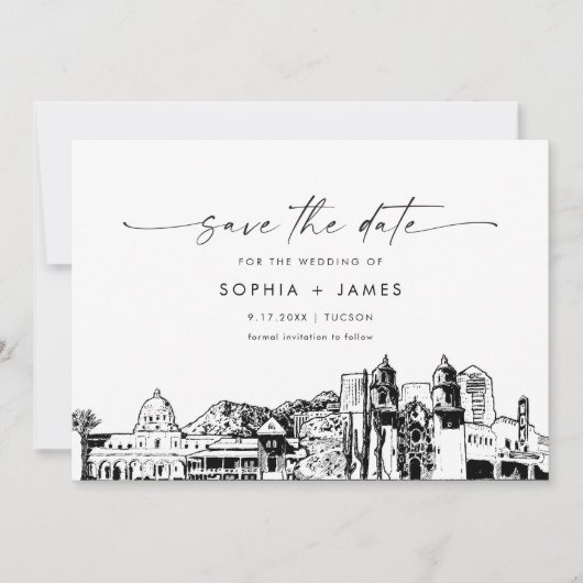 Tucson Skyline Bruiloft Save the Date Kaart (Voorkant)
