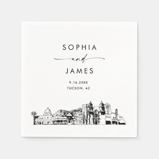 Tucson Skyline moderne bruiloft cocktail Servet (Voorkant)