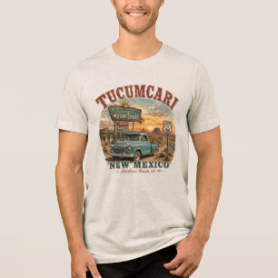 Tucumcari New Mexico Historische Route 66 Zonsonde Tri-Blend Shirt