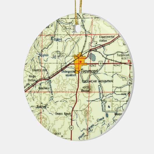 Tucumcari NM Topo Map Keramisch Ornament (Links)