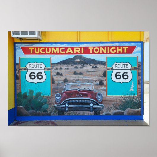 Tucumcari Vanavond Art Wall, Route 66, New Mexico Poster (Voorkant)
