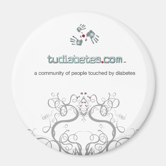 TuDiabetes.com ronde magneet |Witte lijn| (Voorkant)