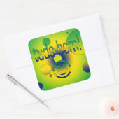 Tudo Bem. Brazilië Vlagkleuren Pop Art Vierkante Sticker (Envelop)