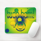 Tudo Bem! Pop voor Braziliaanse vlag Muismat (Met muis)