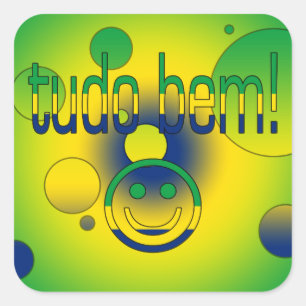 Tudo Bem! Pop voor Braziliaanse vlag Vierkante Sticker