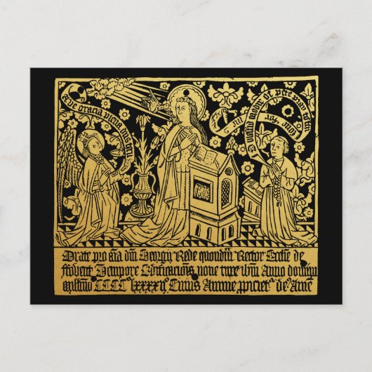 Tudor Brass Rubbing Aankondiging Mary Angel Briefkaart (Voorkant)