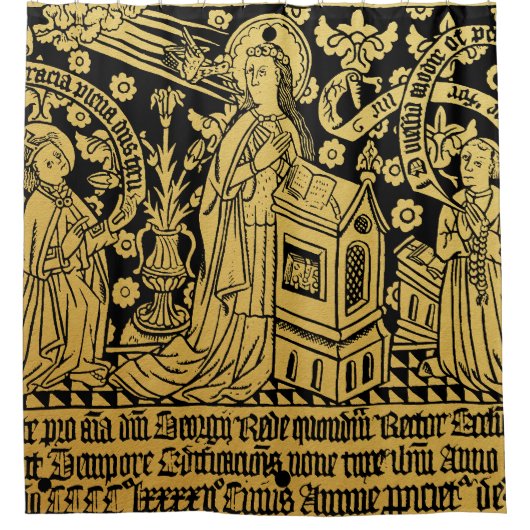 Tudor Brass Rubbing Aankondiging Mary Angel Douchegordijn (Voorkant)