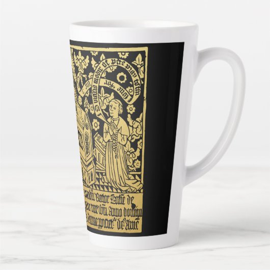 Tudor Brass Rubbing Aankondiging Mary Angel Latte Mok (Rechts)