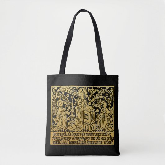 Tudor Brass Rubbing Aankondiging Mary Angel Tote Bag (Voorkant)