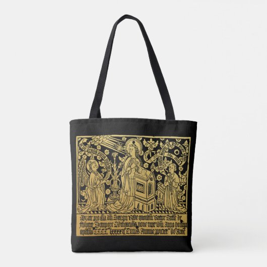 Tudor Brass Rubbing Aankondiging Mary Angel Tote Bag (Achterkant)