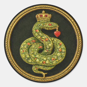 Tudor Elizabethaanse slangontwerp met robijnen Ronde Sticker