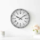 Tudor Garden Pre-Raphaelite Black en White Damask Grote Klok (Huis)