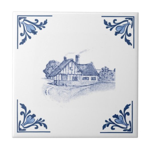  Tudor House Home Delfts Blauw & Wit Tegeltje (Voorkant)