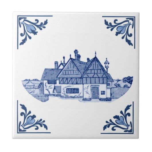 Tudor House Home Delfts Blauw & Wit Tegeltje (Voorkant)