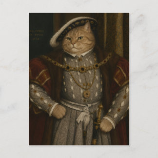 Tudor Kat Koning Portret – Henry VIII Kat Renaissa Briefkaart