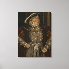 Tudor Kat Koning Portret – Henry VIII Kat Renaissa Canvas Afdruk