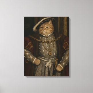 Tudor Kat Koning Portret – Henry VIII Kat Renaissa Canvas Afdruk