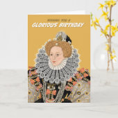 Tudor Koningin Elizabeth I Glorieuze Verjaardag Kaart (Gele Bloem)