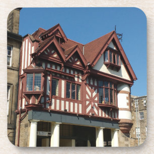 Tudor oak lijst building, Edinburgh, Schotland Bier Onderzetter
