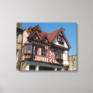 Tudor oak lijst building, Edinburgh, Schotland Canvas Afdruk