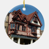 Tudor oak lijst building, Edinburgh, Schotland Keramisch Ornament (Achterkant)