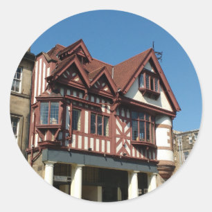 Tudor oak lijst building, Edinburgh, Schotland Ronde Sticker